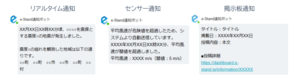 「e-Stand」からの「direct」通知例